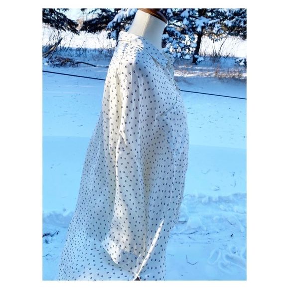 DH3 Button Down Cream Print Blouse Top 3/4 Sleeve Ditzy Floral Sz XL - Picture 9 of 13